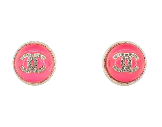 Pre-Owned Chanel 22C Rhinestone Round Stud Earrings CHA.J.1029