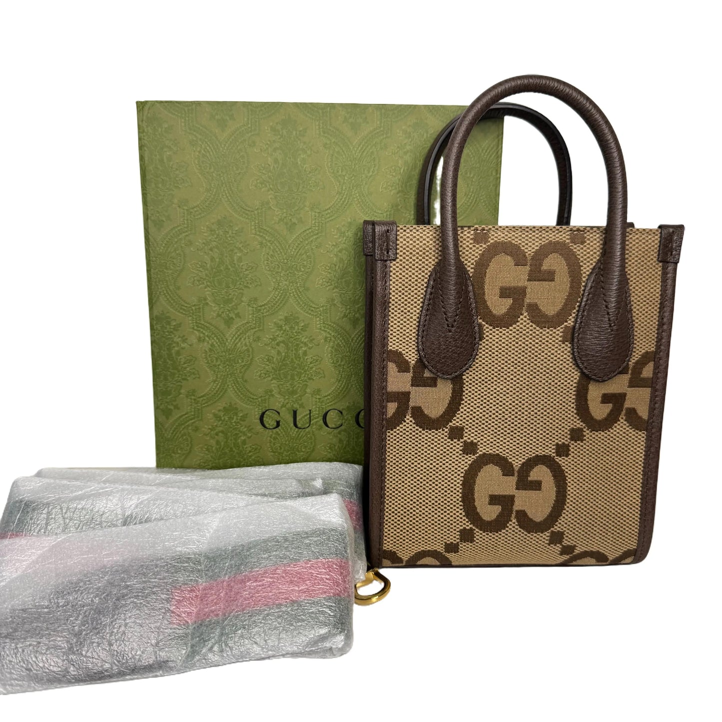 Pre-Owned Gucci Jumbo Mini Web Canvas & Leather Tote Crossbody GUC.B.1043