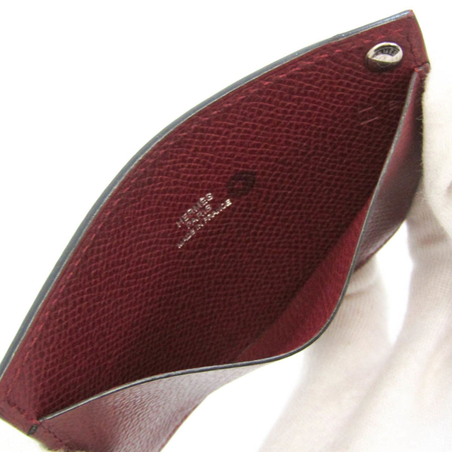 Pre-Owned Hermès Pass Case Epsom Leather Card Case (Bordeaux)
