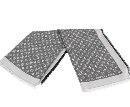 Pre-Owned Louis Vuitton Monogram Shine Blanket Shawl (Black/Gray) LOU.A.1033