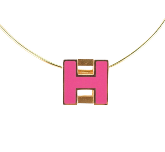 Pre-Owned Hermes Cage d'H Necklace Gold & Pink