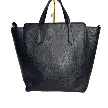 Pre-Owned Gucci Vertical Swing Leather Tote Bag with Strap (Black) GUC.B.1085