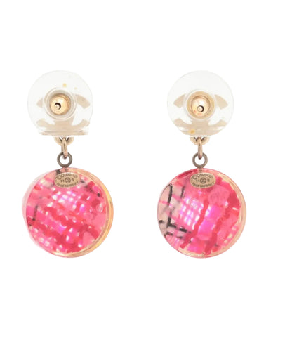 Pre-Owned Chanel 2014 Acrylic and Chain Tweed CC Pierced Earrings CHA.J.1138