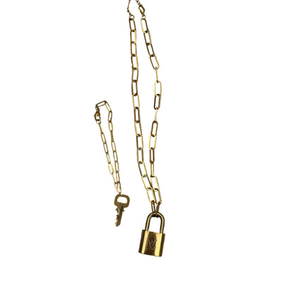 Louis Vuitton Lock & Key on Paper Clip Chain Necklace & Bracelet