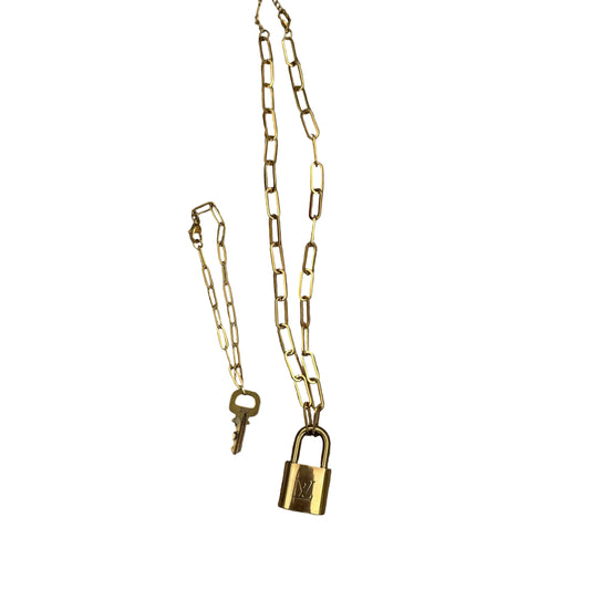 Louis Vuitton Lock & Key on Paper Clip Chain Necklace & Bracelet