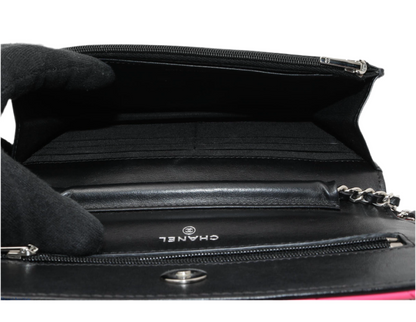 Pre-Owned Chanel WOC Patent Leather Crossbody (Black & Pink)