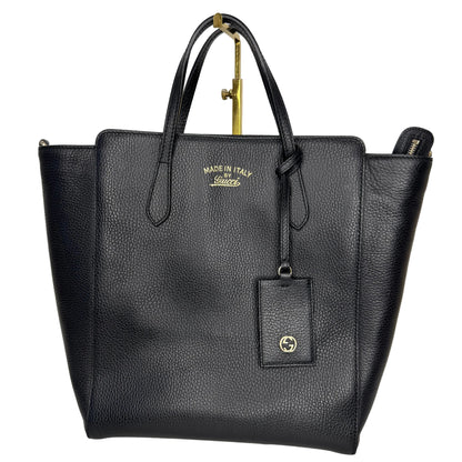 Pre-Owned Gucci Vertical Swing Leather Tote Bag with Strap (Black) GUC.B.1085