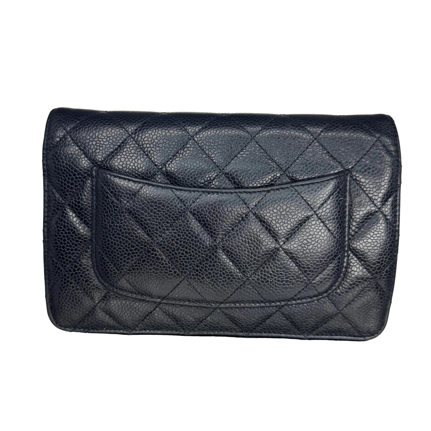 Pre-Owned Chanel WOC Caviar Leather Crossbody (Black & Silver) CHA.B.1029