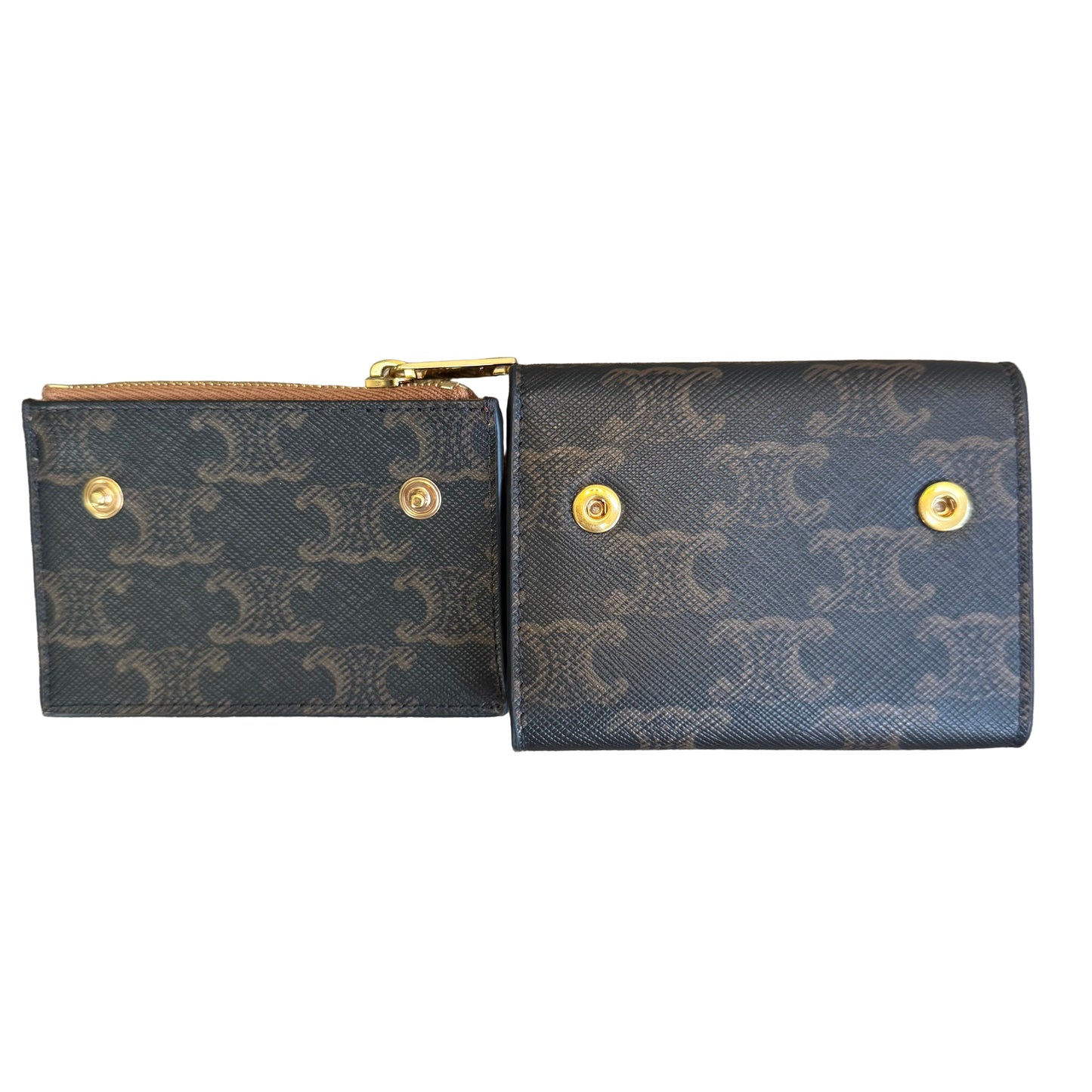Pre-Owned Celine Triomphe Compact Wallet with Coin Triomphe Canvas CEL.S.1003