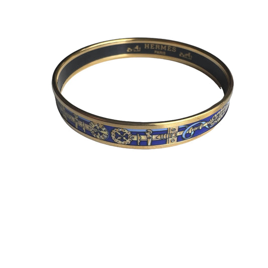 Pre-Owned Hermes Blue Patterned Bangle Bracelet HER.J.1013