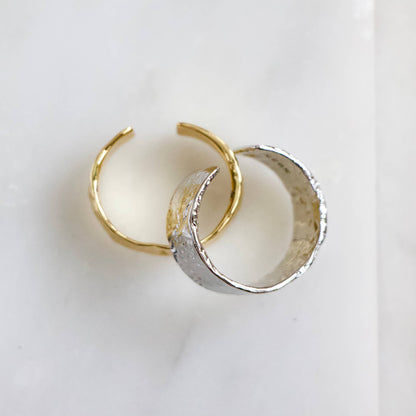 Fashion Hammered Cuff Adjustable Ring, Hypoallergenic