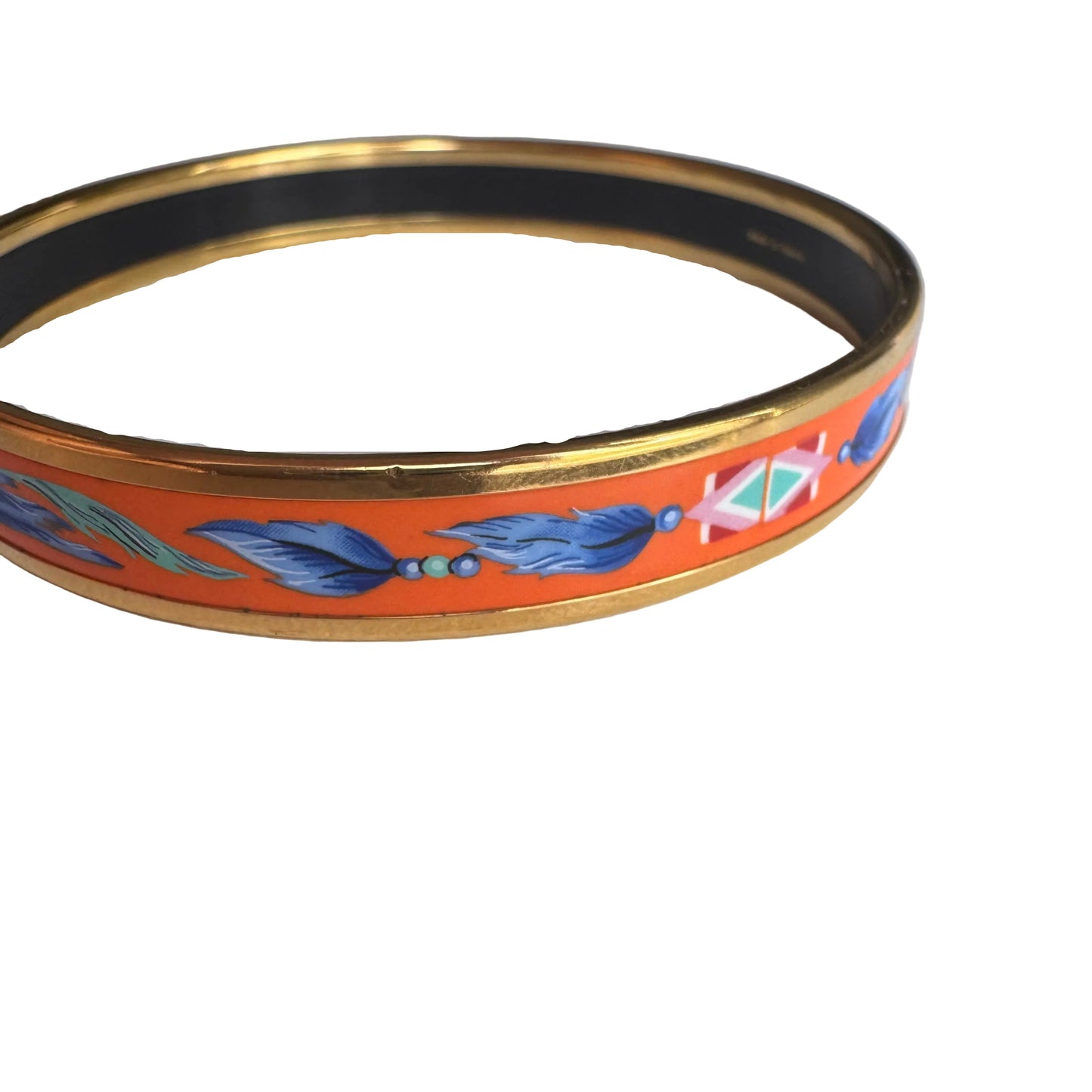 Pre-Owned Hermes Orange Feather Bangle Bracelet HER.J.1012