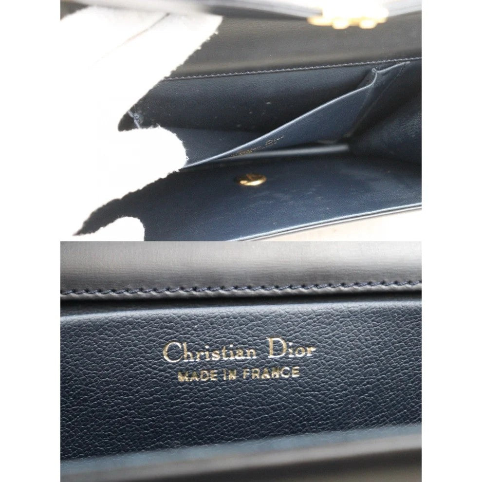 Pre-Owned Dior Vintage Box Calf Shoulder Bag (Navy)