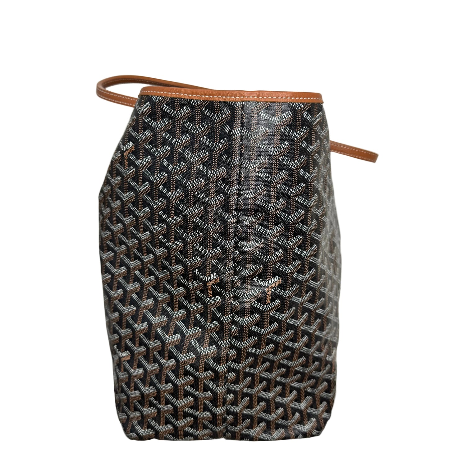 Pre-Owned Goyard Saint Louis Coated Canvas Tote (Black & Tan) GOY.B.1002