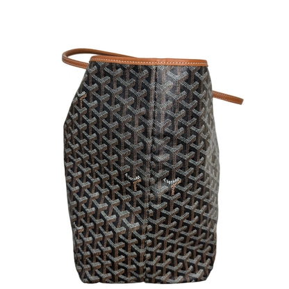 Pre-Owned Goyard Saint Louis Coated Canvas Tote (Black & Tan) GOY.B.1002