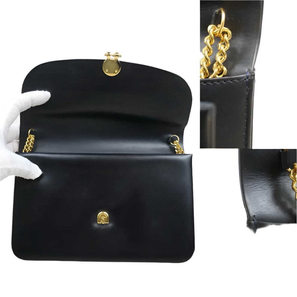 Pre-Owned Dior Vintage Box Calf Shoulder Bag (Navy)