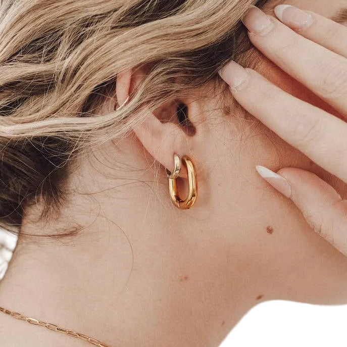 Fashion Oval Waterproof Hoop Earrings