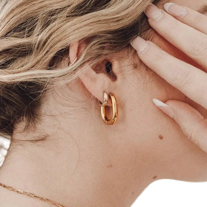 Fashion Oval Waterproof Hoop Earrings