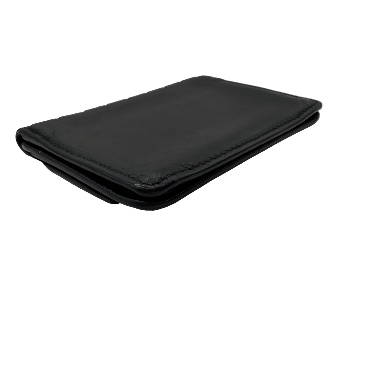 Pre-Owned Bottega Veneta Intrecciato Business Card Holder Leather (Blac) BOT.S.1000