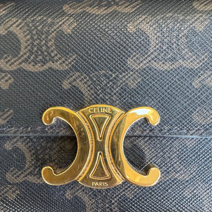 Pre-Owned Celine Triomphe Compact Wallet with Coin Triomphe Canvas CEL.S.1003