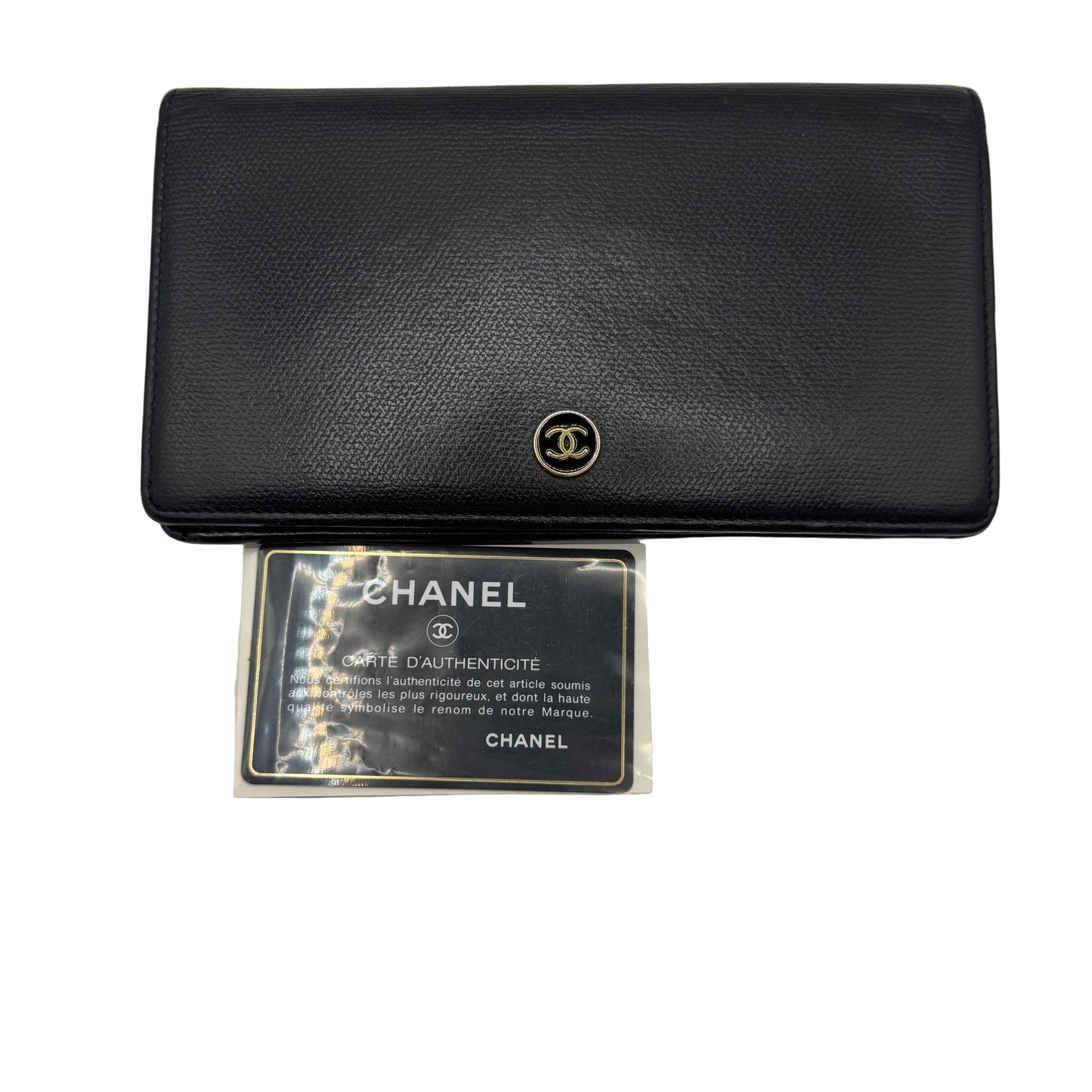 Pre-Owned Chanel Coco Button Calf Leather Long Wallet CHA.S.1008
