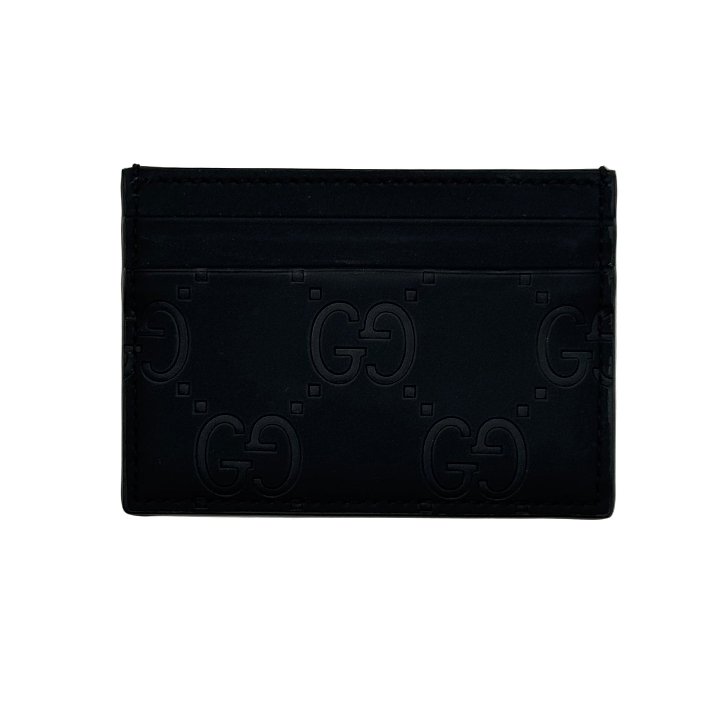 Pre-Owned Gucci Jumbo GG Matte Leather sCard Holder (Black) GUC.S.1011