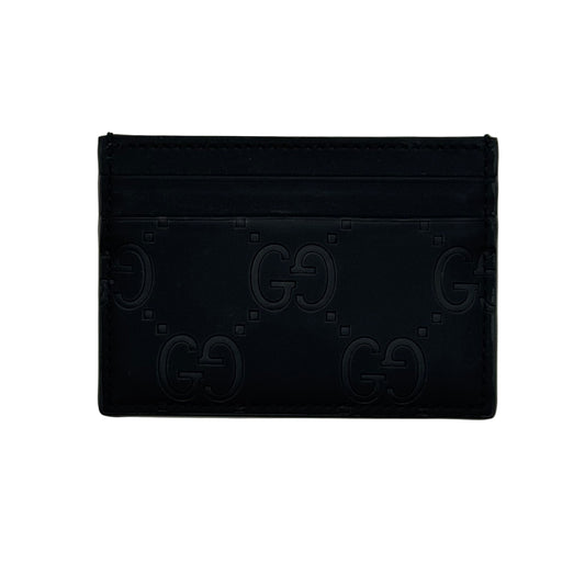 Pre-Owned Gucci Jumbo GG Matte Leather sCard Holder (Black) GUC.S.1011