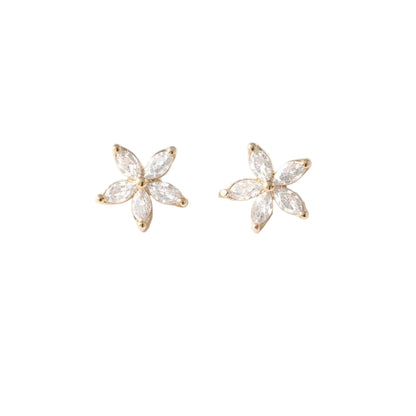 Fashion CZ Flower Stud Gold Plated Earrings