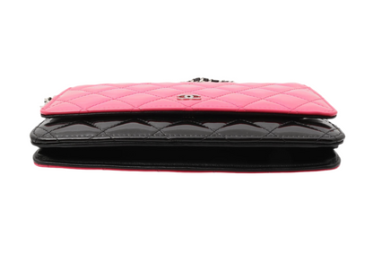 Pre-Owned Chanel WOC Patent Leather Crossbody (Black & Pink)