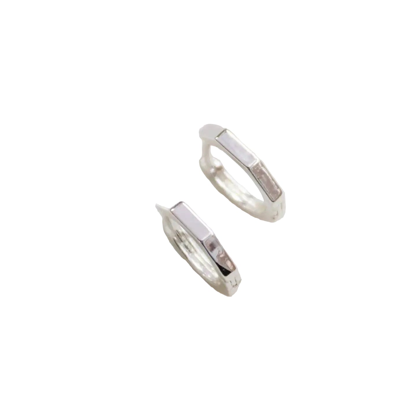 Fashion Hexagon Huggie Earrings Silver