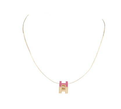 Pre-Owned Hermes Cage d'H Necklace Gold & Pink
