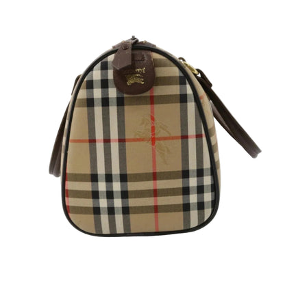 Pre-Owned Burberry Vintage Boston Haymark Check Canvas Top Handle BUR.B.1036