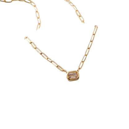 Fashion CZ Rectangle Waterproof Necklace