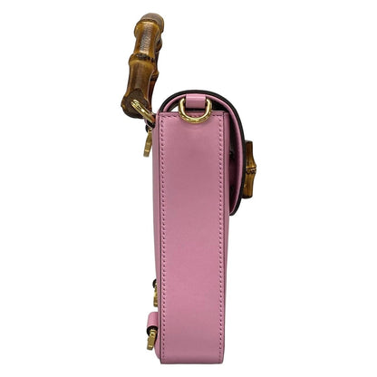 Pre-Owned Gucci Mini Bamboo Top Handle 3 Way Leather Crossbody Bag (Pink)