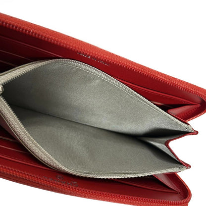Pre-Owned Chanel Coco Mark Caviar Leather Long Wallet CHA.S.1009 (Red)