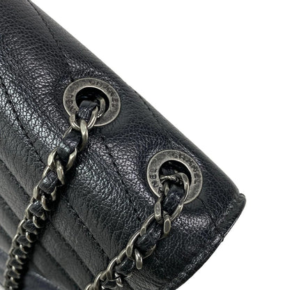 Pre-Owned Chanel 2.55 V-Stitching Gabriel Goatskin Flap Shoulder Bag (Navy & Black)