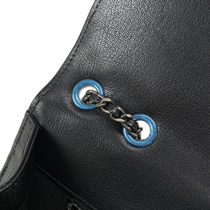 Pre-Owned Chanel 2.55 V-Stitching Gabriel Goatskin Flap Shoulder Bag (Navy & Black)