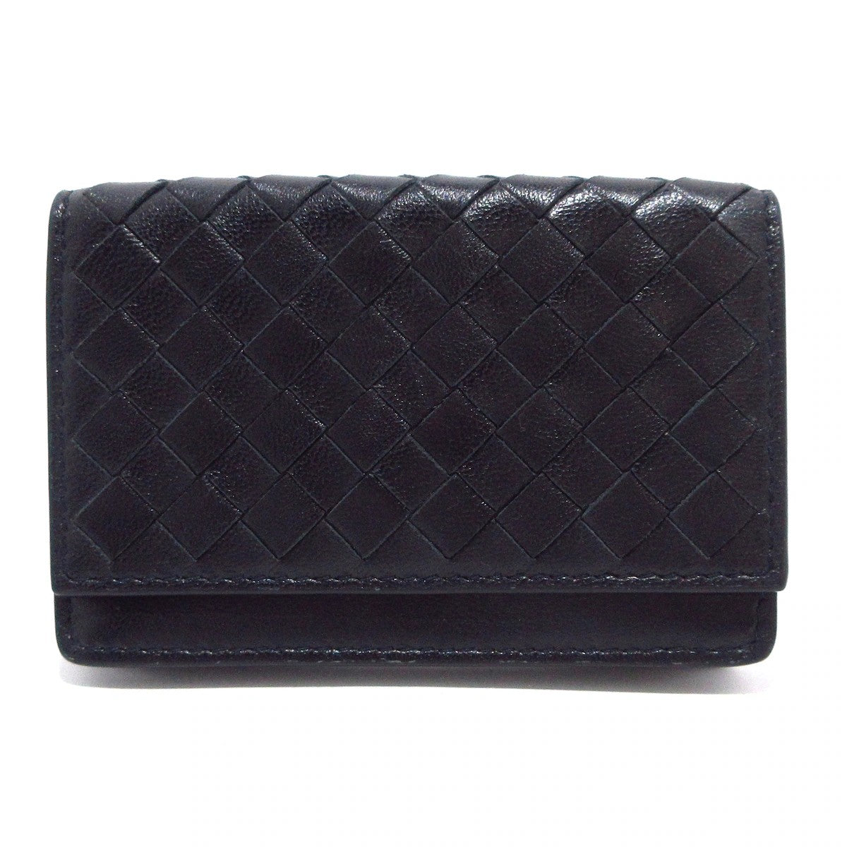 Pre-Owned Bottega Veneta Intrecciato Business Card Holder Leather (Black) BOT.S.1002
