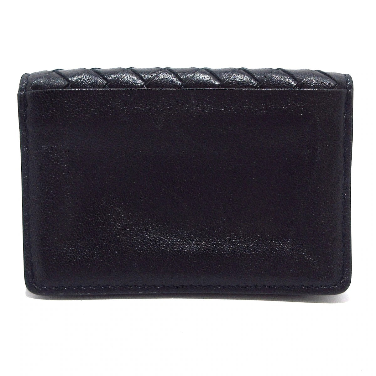 Pre-Owned Bottega Veneta Intrecciato Business Card Holder Leather (Black) BOT.S.1002
