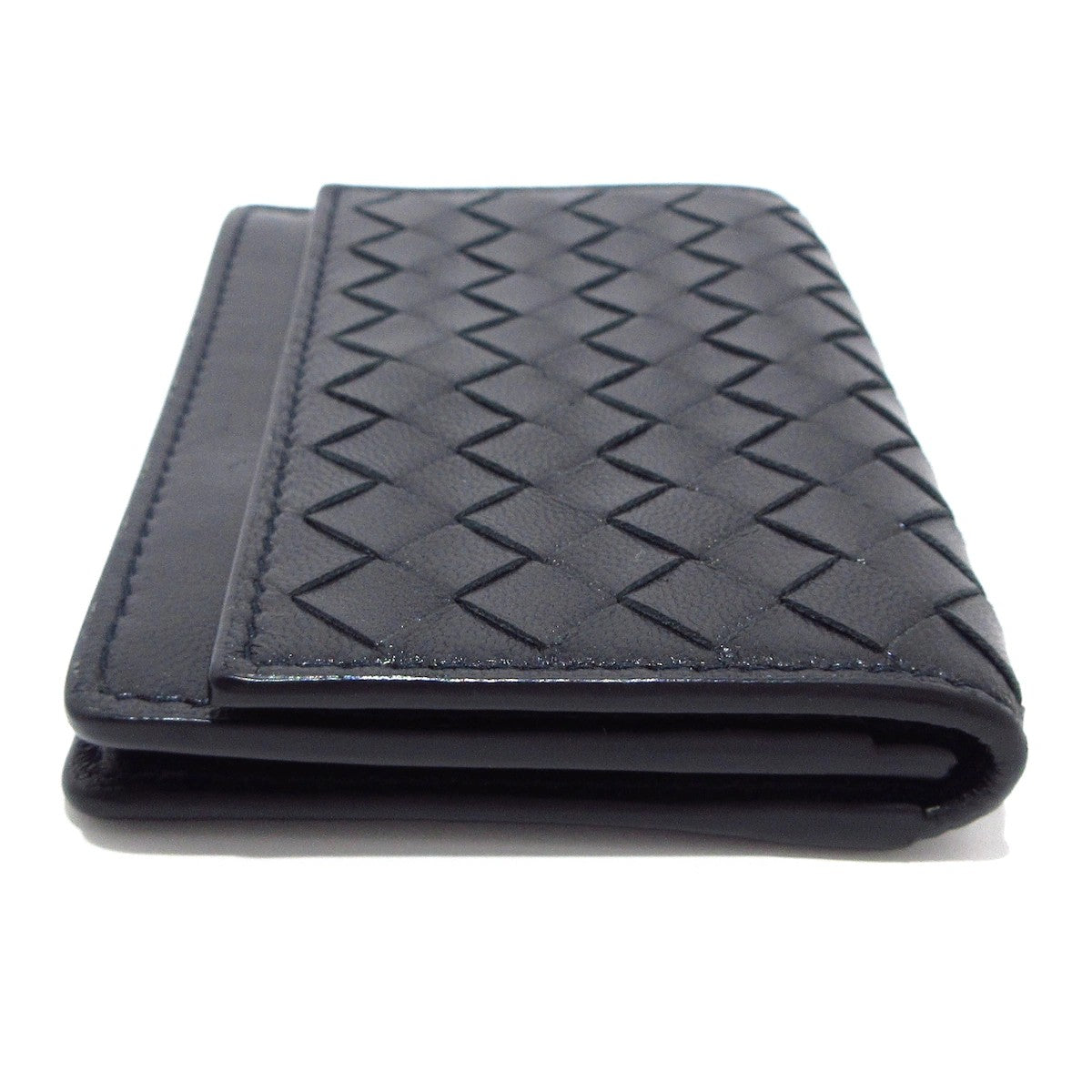 Pre-Owned Bottega Veneta Intrecciato Business Card Holder Leather (Black) BOT.S.1002