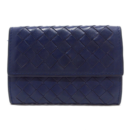 Pre-Owned Bottega Veneta Intrecciato Card Holder Leather (Navy) BOT.S.1003