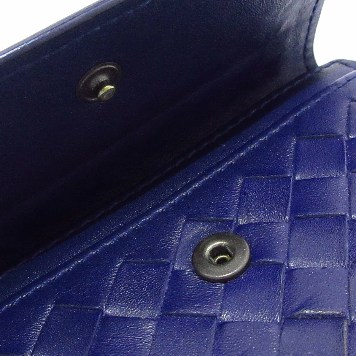 Pre-Owned Bottega Veneta Intrecciato Card Holder Leather (Navy) BOT.S.1003