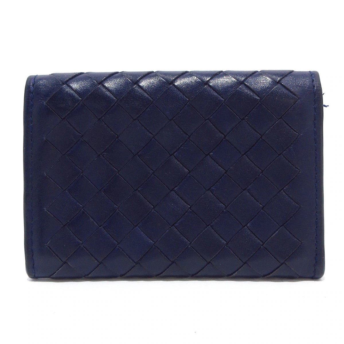 Pre-Owned Bottega Veneta Intrecciato Card Holder Leather (Navy) BOT.S.1003