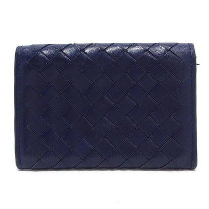 Pre-Owned Bottega Veneta Intrecciato Card Holder Leather (Navy) BOT.S.1003
