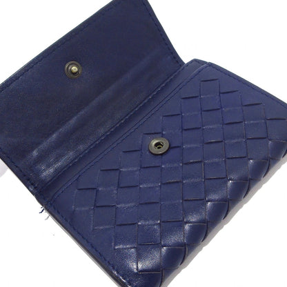 Pre-Owned Bottega Veneta Intrecciato Card Holder Leather (Navy) BOT.S.1003