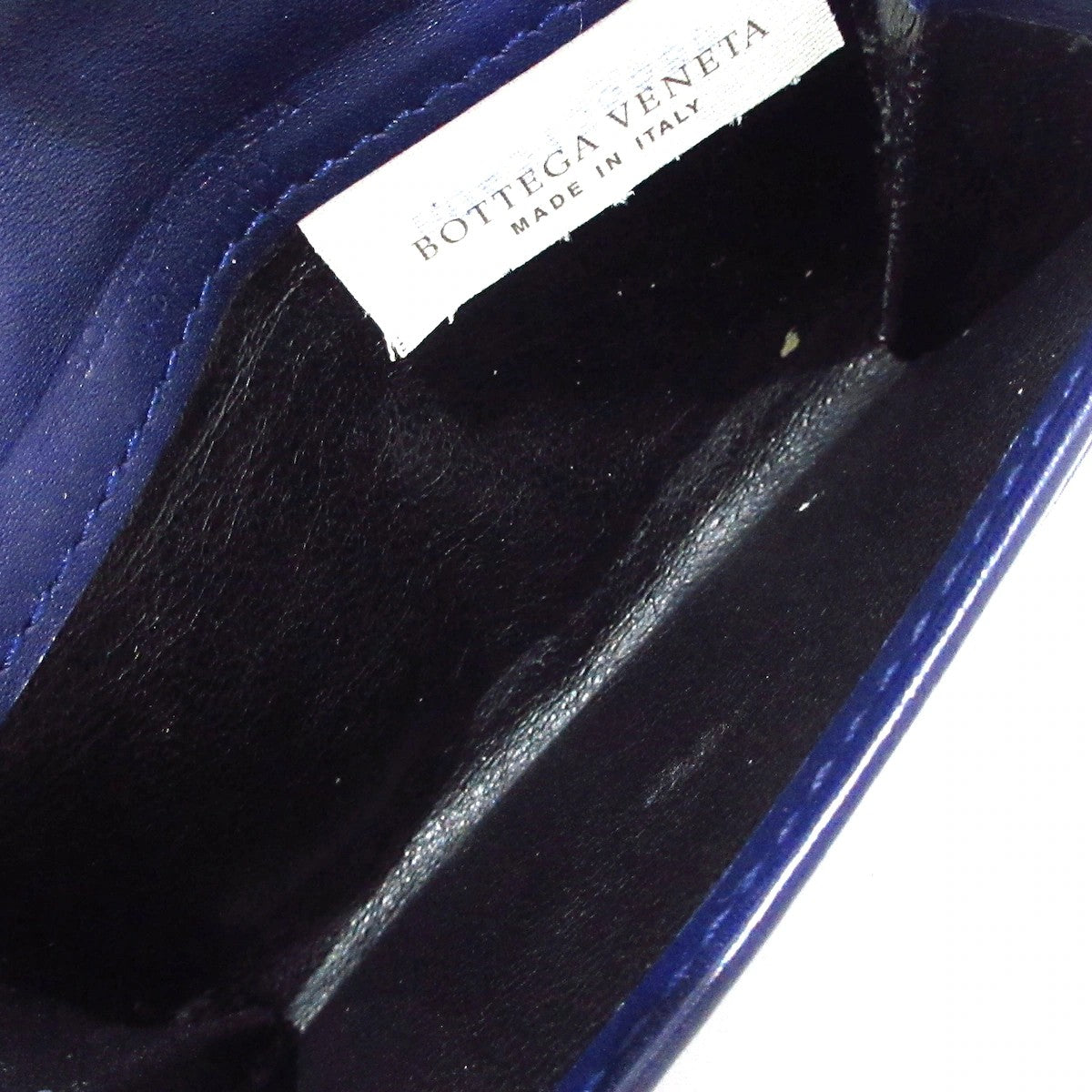 Pre-Owned Bottega Veneta Intrecciato Card Holder Leather (Navy) BOT.S.1003