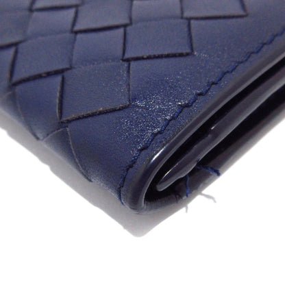 Pre-Owned Bottega Veneta Intrecciato Card Holder Leather (Navy) BOT.S.1003