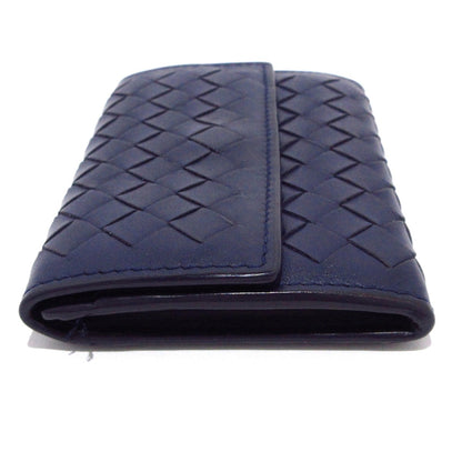 Pre-Owned Bottega Veneta Intrecciato Card Holder Leather (Navy) BOT.S.1003