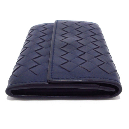 Pre-Owned Bottega Veneta Intrecciato Card Holder Leather (Navy) BOT.S.1003
