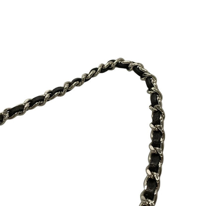 Pre-Owned Chanel Chocolate Bar Wallet on Chain Patent Leather Shoulder Bag (Black)